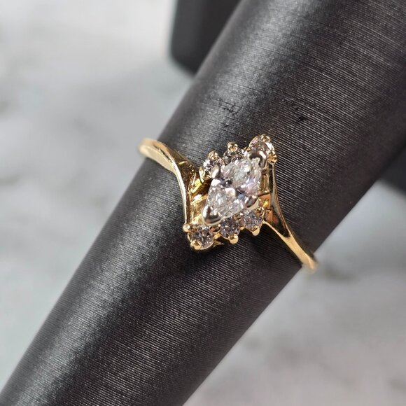 Jewelry - Womens Vintage Estate 14K Yellow Gold Diamond Ring, 2.3g E1839